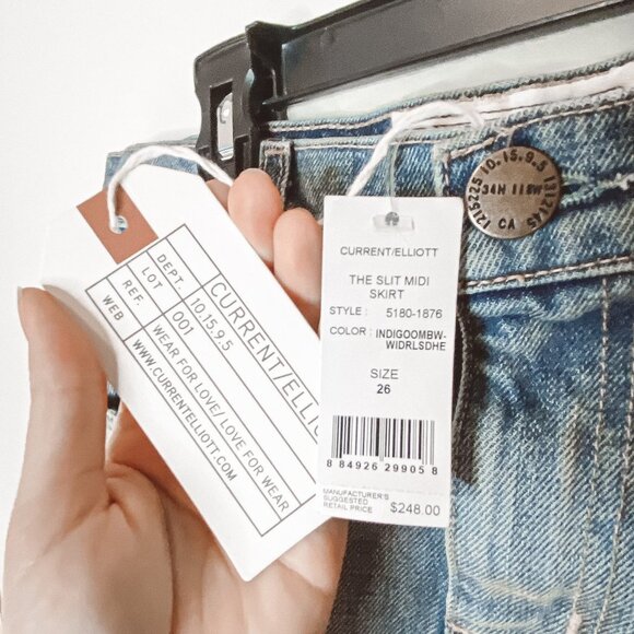 Current / Elliott The Slit Denim Ombre Midi Skirt NWT - Picture 6 of 8